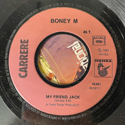 Винтажная виниловая пластинка 7 дюймов (маленькая пластинка) Boney M. My Friend Jack / I See A Boat On The River (Франция 1980)