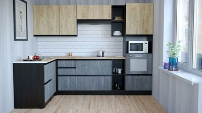 Кухонный гарнитур Адажио мега прайм 1500х2700 мм