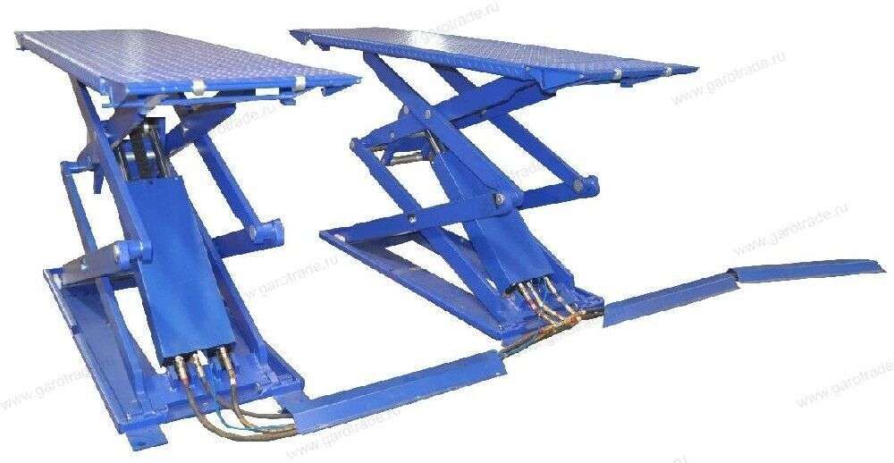 Подъемник ножничный короткий г/п 3000 кг напольный KRW3FS/220_blue
