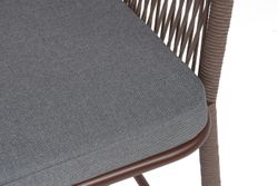 "Марсель" стул барный плетеный из роупа, каркас из стали коричневый (RAL8016) муар, роуп коричневый круглый, ткань темно-серая 027