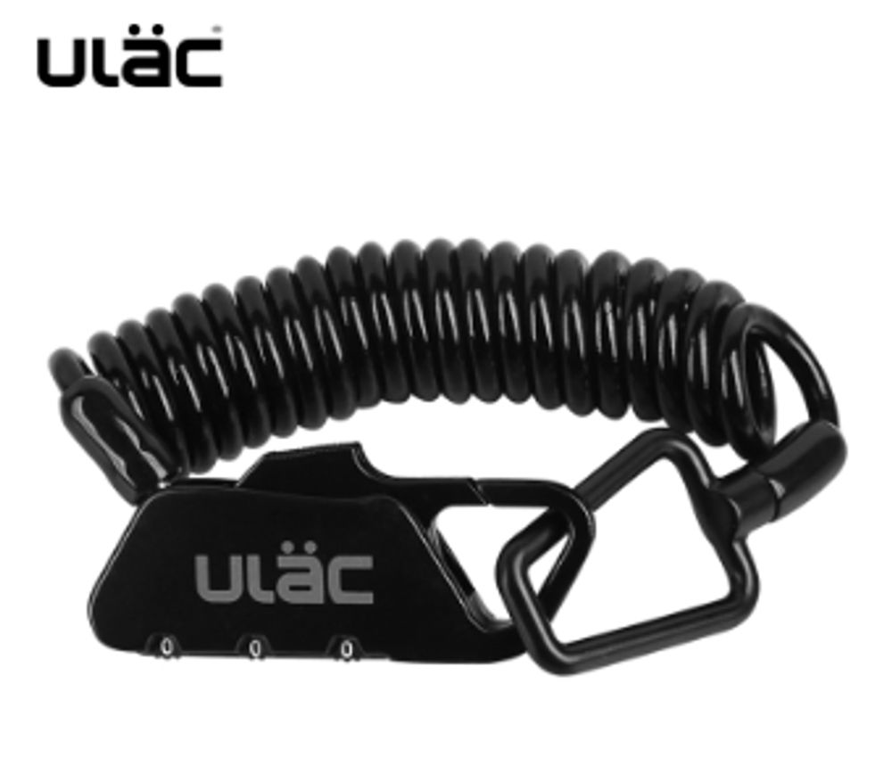 Замок велосипедный ULAC K-2S, 4*1200 мм. Материал: сплав цинка (черный)