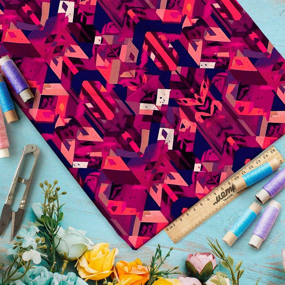 Ткань премиум габардин фантазийная мозаика