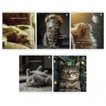 Тетрадь 48л., А5, клетка, Alingar "Кошки", скрепка, мелованый картон ( стандарт), блок офсет, 5 дизайнов в пленке т/у