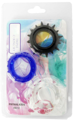 Набор из 3 эрекционных колец разного цвета и рельефа (Цвет: прозрачный)