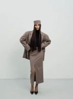 Пиджак оверсайз с объемными плечами, Коричневый