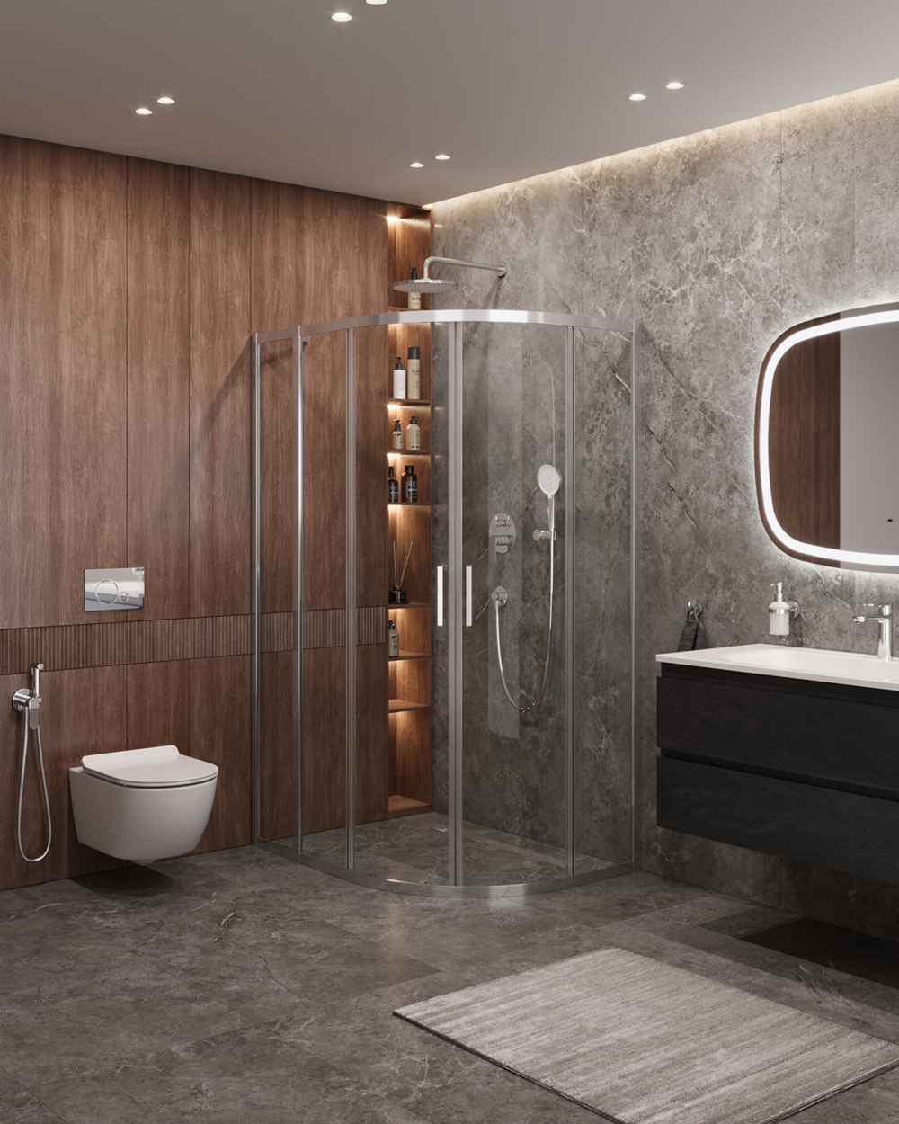 Душевой уголок Cezares MOLVENO-RH-2-120/90-C-Cr-IV, 120х90х195, профиль хром, стекло прозрачное