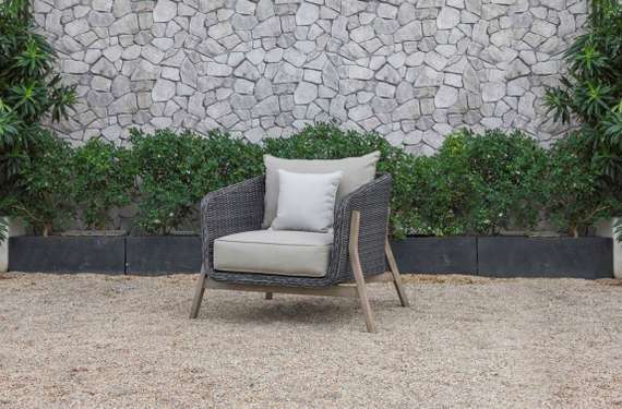 Комплект уличной мебели Jura из массива акации, алюминия и ротанга, серый, антрацит