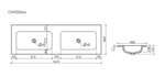 Раковина накладная мебельная CERAMICANOVA Grace прямоугольная 1610x457x137 с двумя чашами без отверстий под смеситель цвет белый CN7023wx