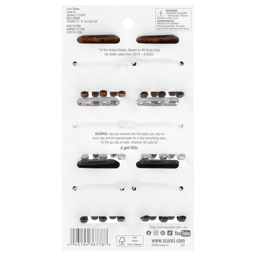 Scunci, заколки-гвоздики, для всех волос, разные цвета, 6 шт.