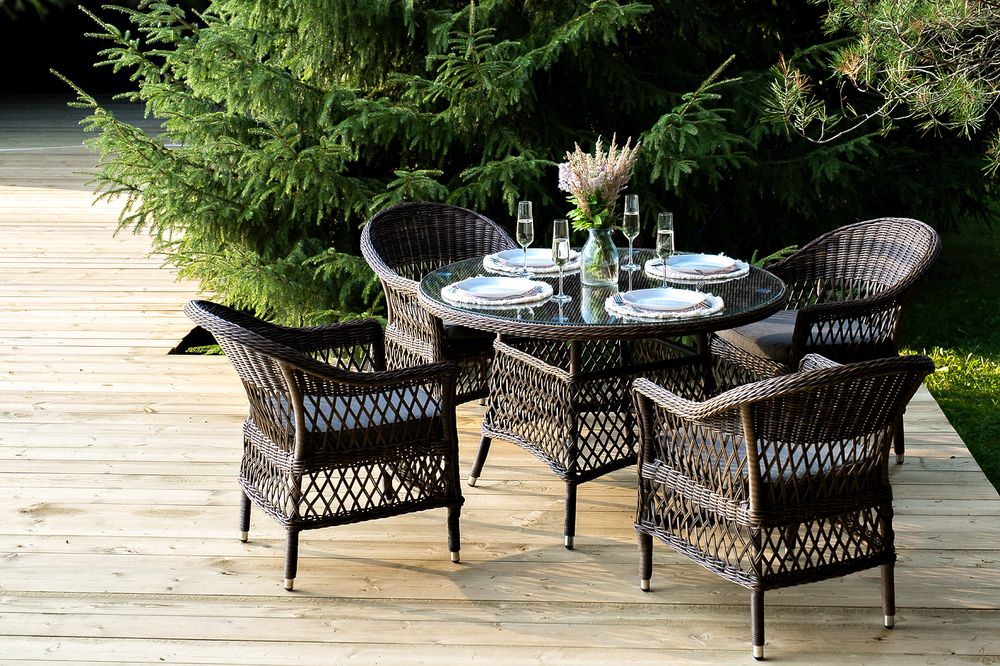 "Дольче" обеденная группа из искусственного ротанга, цвет коричневый