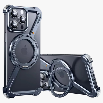Чехол для iPhone 15 Pro Max Minimalist, 360 поворотная подставка алюминиевая