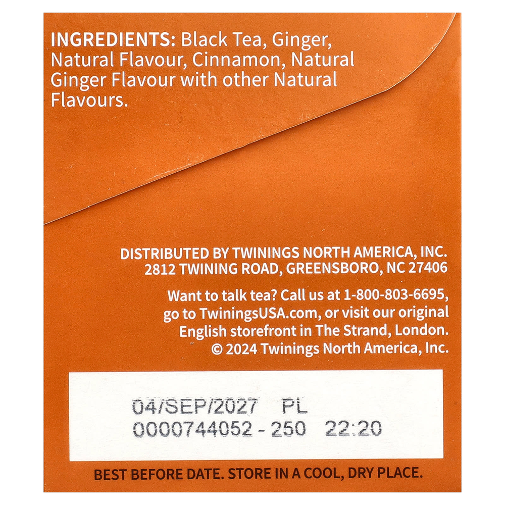 Twinings, ароматизированный черный чай, Gingerbread Joy®, 20 чайных пакетиков, 40 г (1,41 унции)