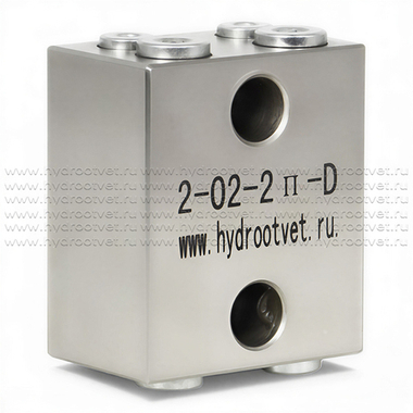 2-02-2П-D - Питатель модульного исполнения для двухлинейных смазочных систем с рабочим давлением 200 бар, количество выходов 2, максимальная доза на выход 2 мл/цикл, с винтом с фиксированной настройкой