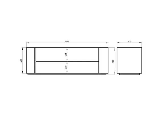 Тумба Lagom под ТВ 2 ящика ширина 140 см (орех, черный)