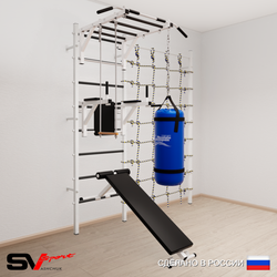 Шведская стенка Sv Sport усиленная 65320 (Турник рукоход/Брусья/Скамья/Трапеция/Цепь/Мешок 22кг/Канатный лаз)