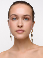Серьги "Star pearl thorn" c черным агатом Gold