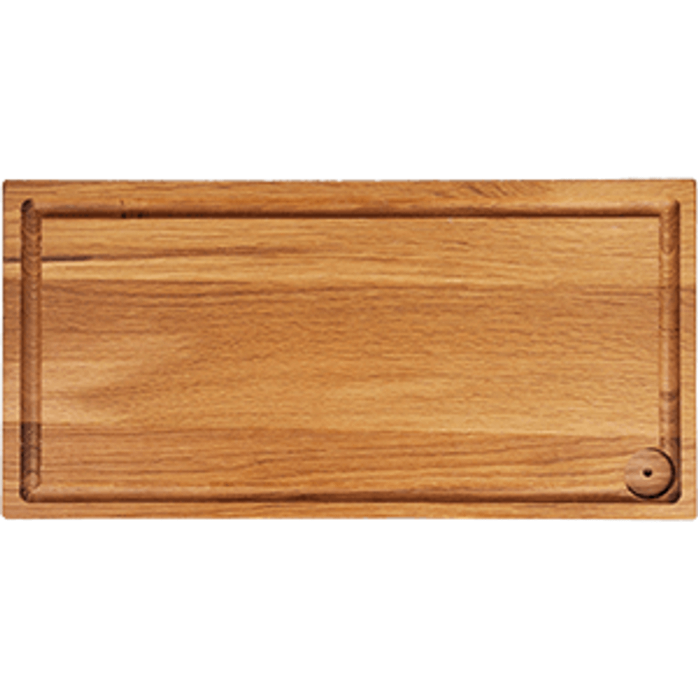 Доска для подачи прямоугольная без ручки с выемкой для соусника(d=3.5см);дуб;H=25,L=380,B=200мм