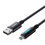 USB-A - Lightning Кабель Baseus Lit Button-Control Charging+Data 2.4A 1-2m - Cosmic Black