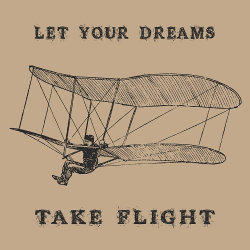 Print PewPewCat Let your dreams take flight для бежевой футболки