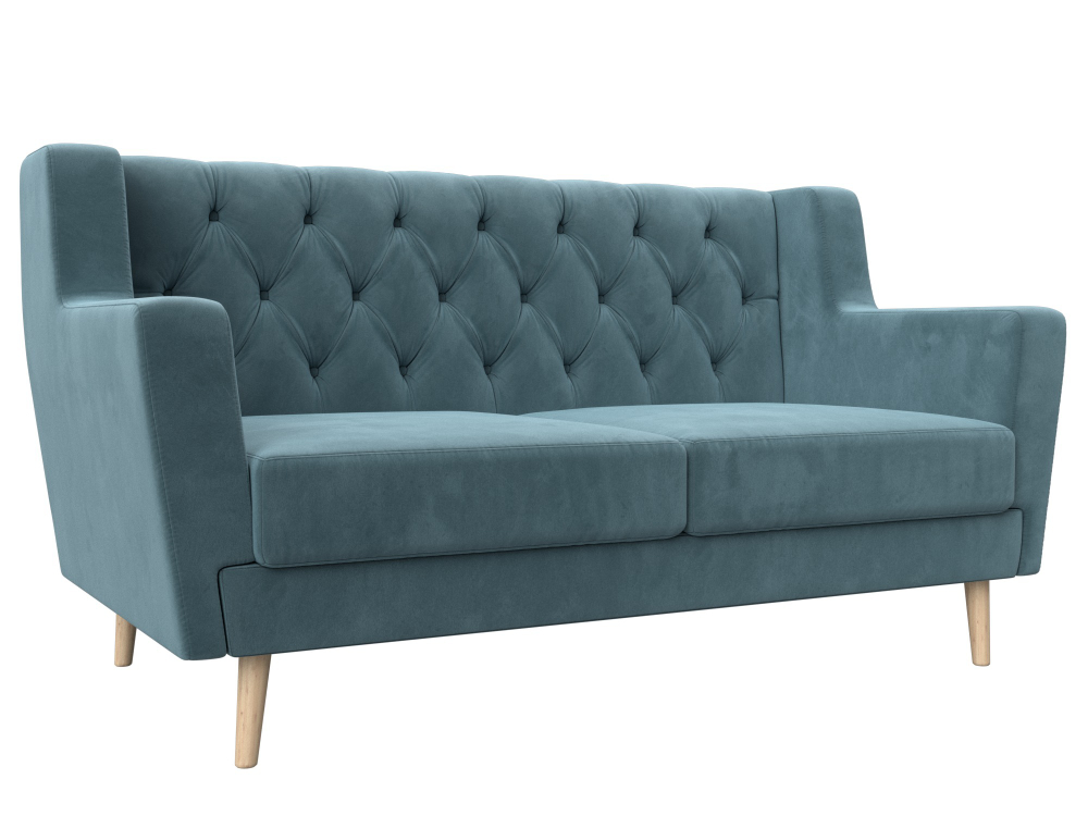 Диван кухонный прямой Брайтон 2 Люкс, Бирюзовый, Велюр, 108940