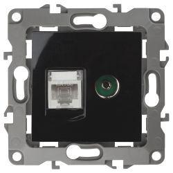 12-3110-06 ЭРА Розетка комбинированная RJ45+TV, IP20, Эра12, чёрный | Эра 12 Черный