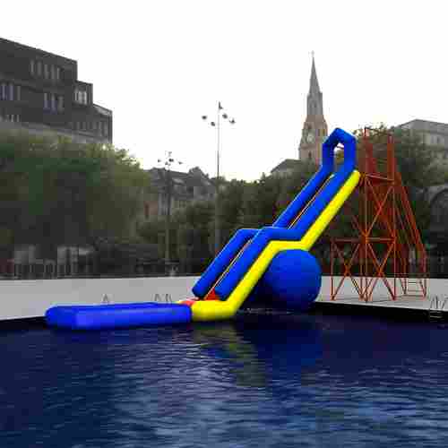 Надувная горка для вышки (опоры) «Молния» с одной ступенью с бассейном, 24.3 м * 2.7 м * 9.1 м