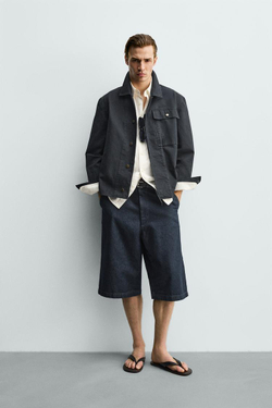 ZARA ДЖИНСОВЫЕ ШОРТЫ RELAXED FIT, СИНИЙ