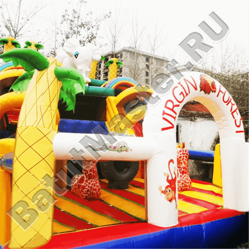 Коммерческий надувной батут "Слоник с двумя переходами"