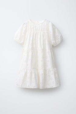 ZARA ВЫШИТОЕ ПЛАТЬЕ, ЭКРЮ