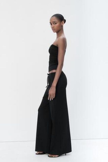 ZARA БРЮКИ STRAIGHT-LEG ИЗ РЕЛЬЕФНОЙ ТКАНИ, ЧЕРНЫЙ