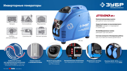 ЗУБР 2500 Вт, инверторный генератор, Профессионал (ЗИГ-2500)