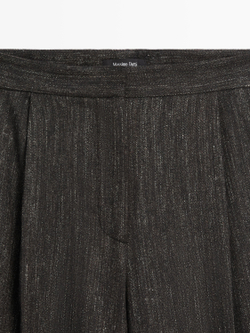 Massimo Dutti Брюки из меланжевой ткани с выточками, черный