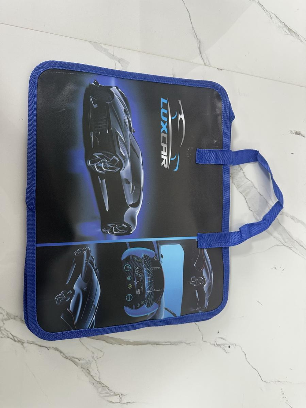 Папка с ручками А4 "Синяя машина", пластик, на молнии, 80мм