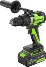 Дрель-шуруповерт аккумуляторная GREENWORKS GD24DD140 ударная, 24V, 2 АКБ 4Ач и ЗУ 3707607CUD