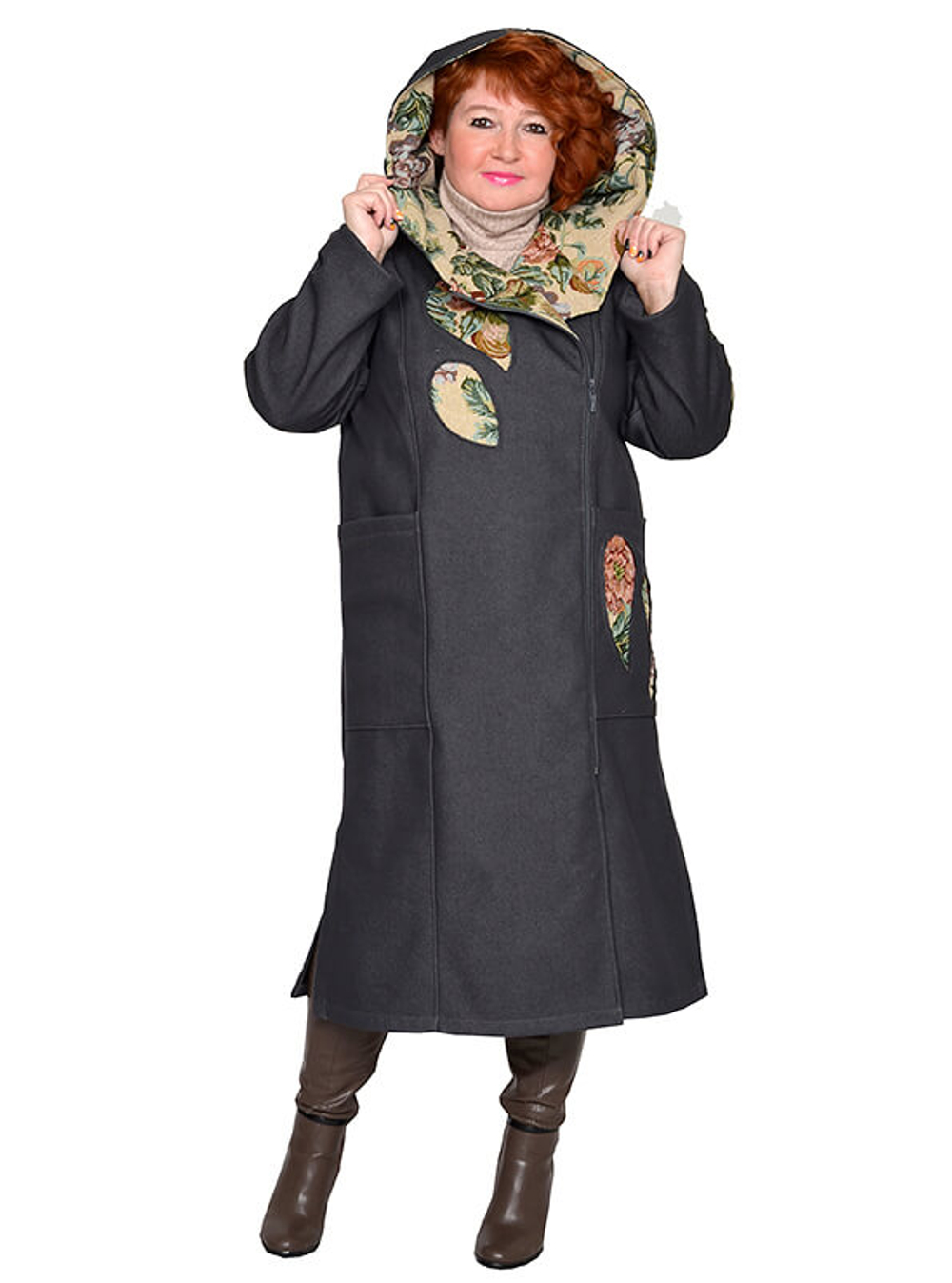 Пальто Полянки, джинс на флисе