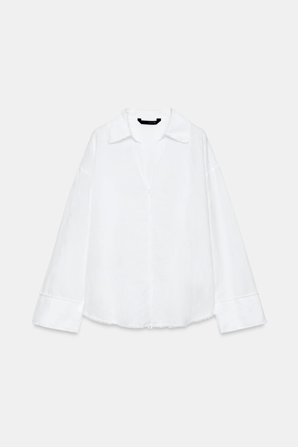 ZARA РУБАШКА ИЗ СМЕСОВОГО ЛЬНА С БАХРОМОЙ — ZW COLLECTION, БЕЛЫЙ