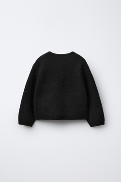 ZARA БАЗОВЫЙ ВЯЗАНЫЙ КАРДИГАН, ЧЕРНЫЙ