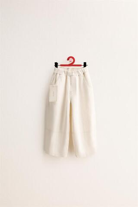 ZARA TIMELESS - БРЮКИ BAGGY В КЛЕТКУ ИЗ ТВИЛА, ЭКРЮ