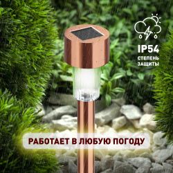 Светильник уличный ЭРА SL-SS30-CPR-M на солнечной батарее, нержавеющая сталь, медный, 32 см (комплект 12 шт. под МП) | Садовые и парковые светильники