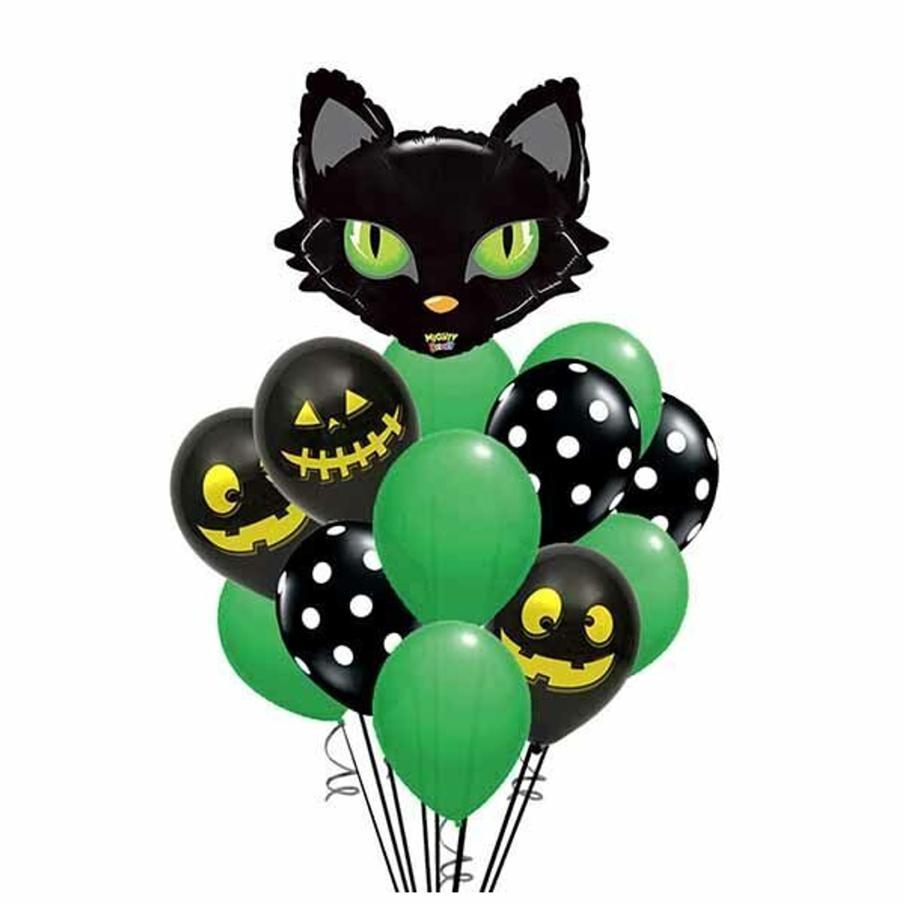 Фонтан воздушных шаров, Черная кошка, 13 шаров