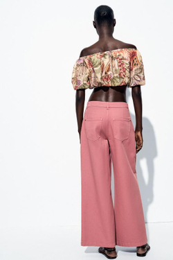 ZARA ДЖИНСЫ Z1975 СО СКЛАДКАМИ И СРЕДНЕЙ ПОСАДКОЙ, МАРСАЛА