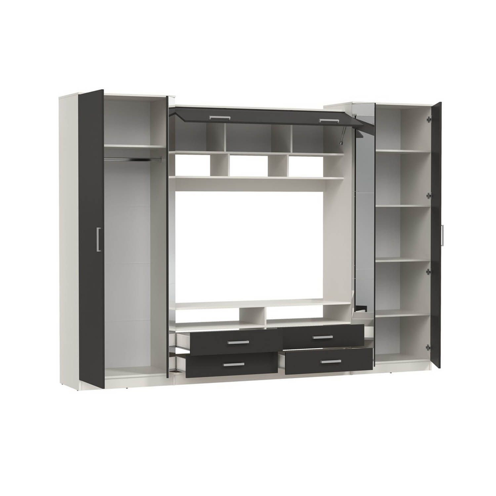 91.01 Вена шкаф многоцелевой Белый / Диамант серый