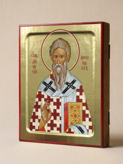 Икона Дионисия Ареопагита, святителя на дереве: 125 х 160 (Синопсисъ)