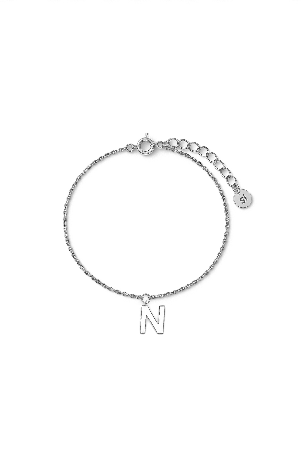 Серебряный браслет с буквой "N"