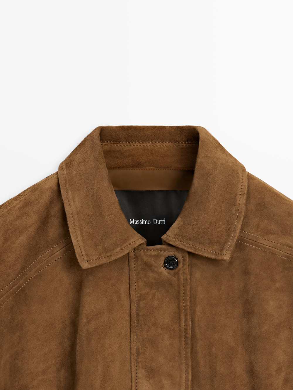 Massimo Dutti Короткий замшевый бомбер, коричневый