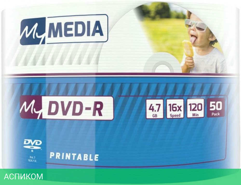 DVD-R диск MyMedia 4.7Gb 16x Printable 50шт (69202)