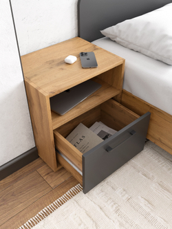 Прикроватная тумба DIWO Кострома 45x48х35 см дуб вотан, антрацит, ручка черная