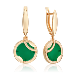 Серьги с английским замком из красного золота с агатом