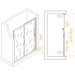 Душевая дверь RGW PA-016 (Прозрачное, 1600)
