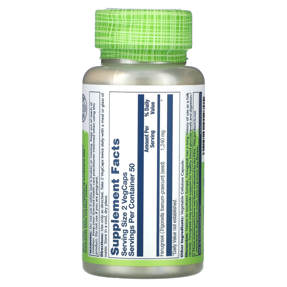 Solaray, True Herbs, пажитник, 100 растительных капсул (620 мг на капсулу)